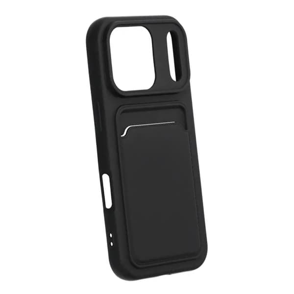 Mobilskal Silikon med Korthållare för iPhone 17 Pro - Svart musta