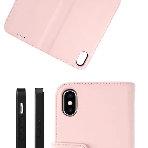 iPhone X/XS Plånboksfodral Läder Rvelon - Rosa Old pink