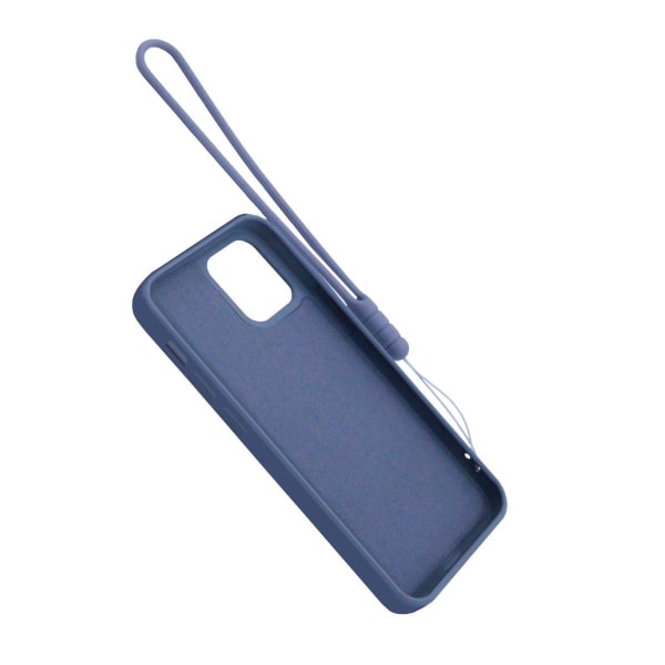 iPhone 12 Mini Silikonskal med Ringhållare och Handrem - Grå Grey