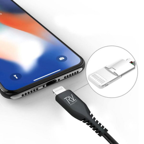 Rvelon USB-C till Lightning Kabel Flätad 1m Black