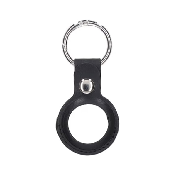 Airtag Fodral PU-Läder Nyckelring - Svart Black