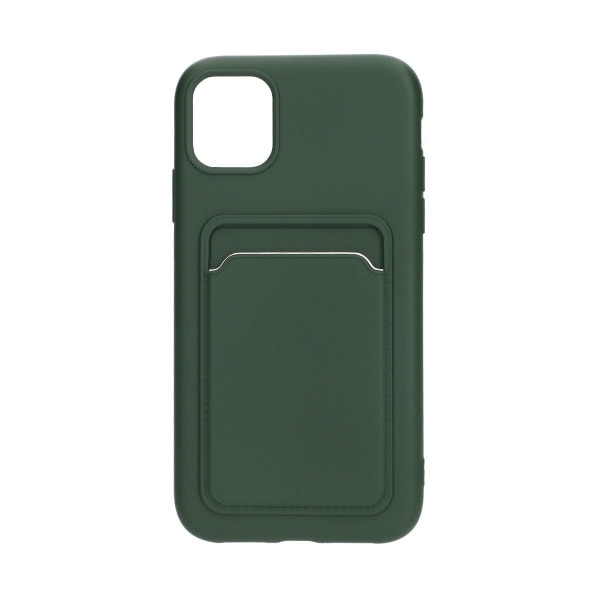 iPhone 11 Silikonskal med Korthållare - Militärgrön Mörkgrön