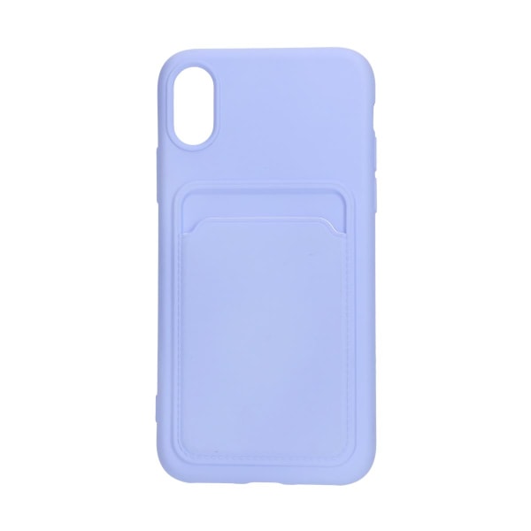 iPhone X/XS Silikonskal med Korthållare - Lila Purple