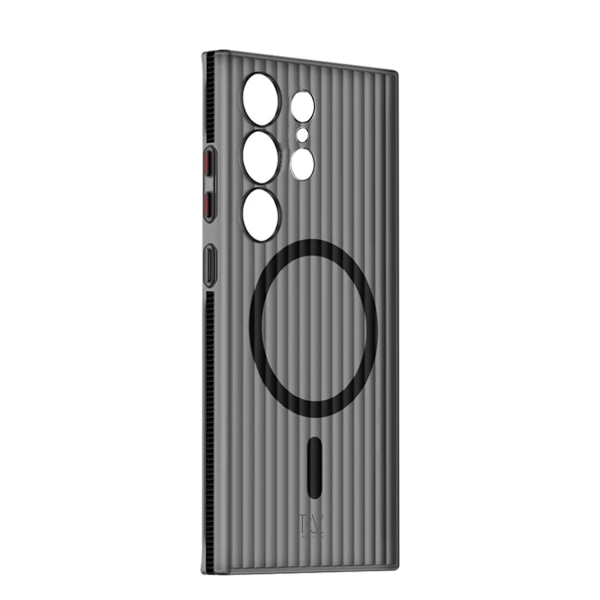 Samsung Galaxy S23 Ultra Mobilskal Korrugerad med Magnet Rvelon - Grå grå