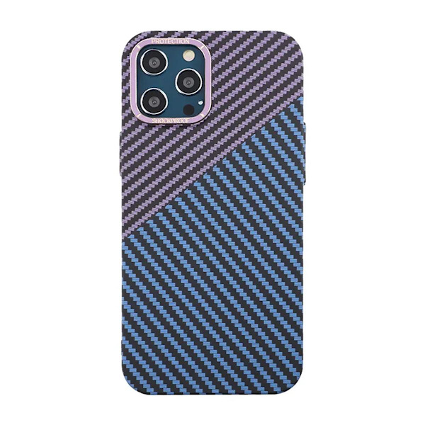 Kolfiber Skal iPhone 12 Pro Max - Lila & Blå multifärg