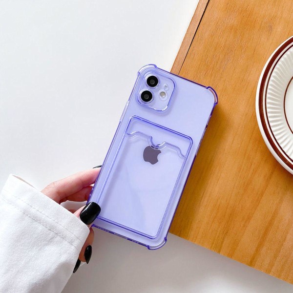 iPhone 12 Stöttåligt Skal med Korthållare - Lila Purple