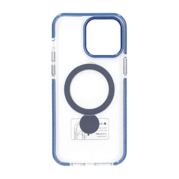 Magsafe-cover til iPhone 15 Pro - Transparent blå med ringstativ Blue