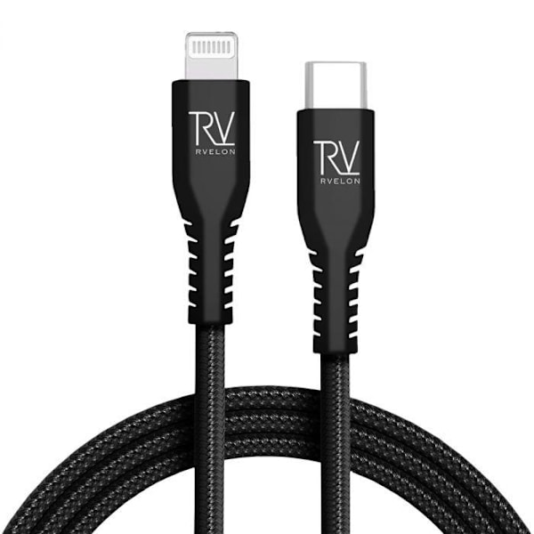 Rvelon USB-C till Lightning Kabel Flätad 1m Black