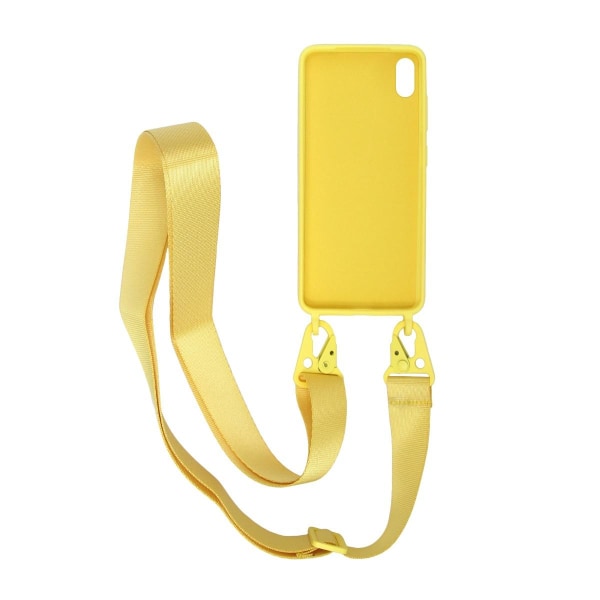 iPhone X/XS Silikonskal med Rem/Halsband - Gul Yellow