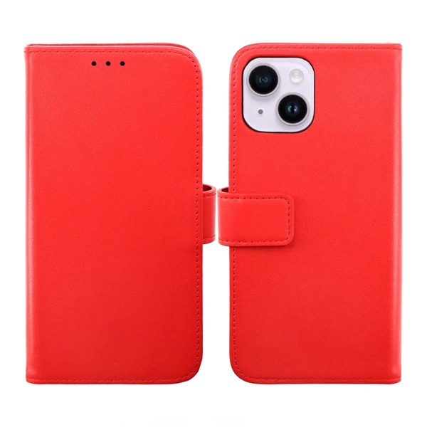 iPhone 14 Plus Plånboksfodral Läder Rvelon - Röd Red