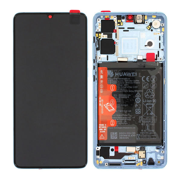Huawei P30 (New Version) Skärm med LCD Display och Batteri Original - Breathing Crystal Blue