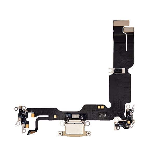 iPhone 15 Plus Laddkontakt med Flexkabel - Gul Gul