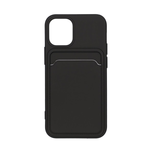 iPhone 12 Mini Silikonskal med Korthållare - Svart Black