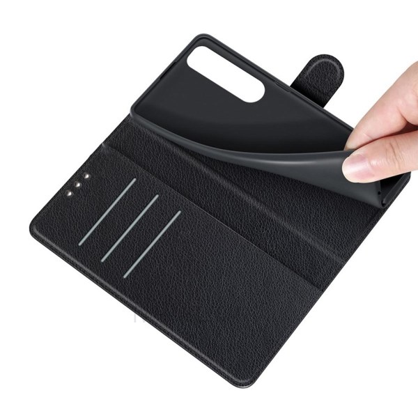 Sony Xperia 10 IV Plånboksfodral med Stativ - Svart Black