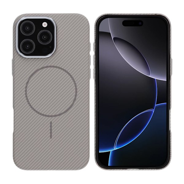 iPhone 16 Pro Max Mobilskal Carbonmönstrad - Grå Grey