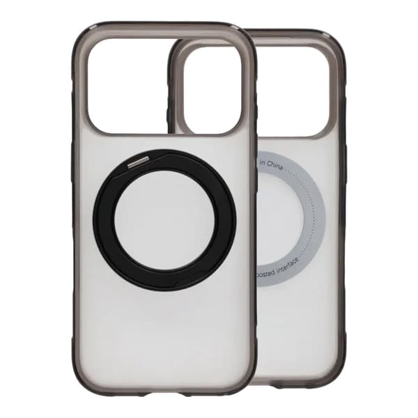 Mat MagSafe cover med ringstativ til iPhone 17 Pro Max og 18 Pro Max - Sort sort