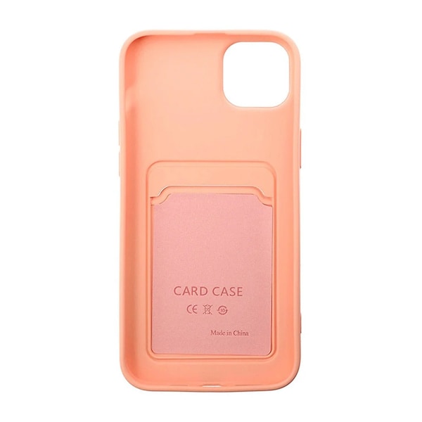 iPhone 15 Plus Mobilskal Silikon med Korthållare - Rosa Rosa