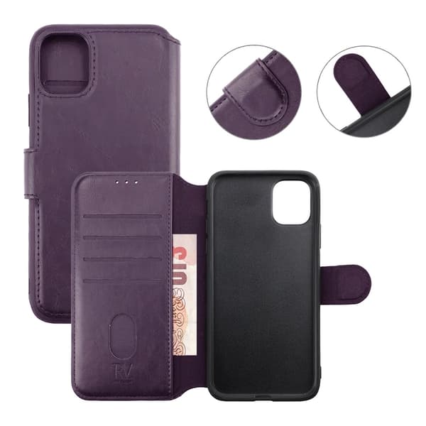iPhone 11 Plånboksfodral Rvelon - Mörklila Mörklila