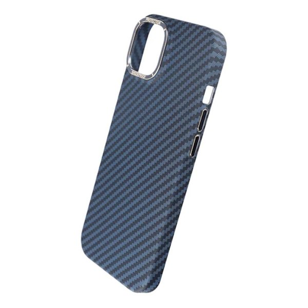 iPhone 15 Plus Mobilskal i Kolfiber - Blå Blue