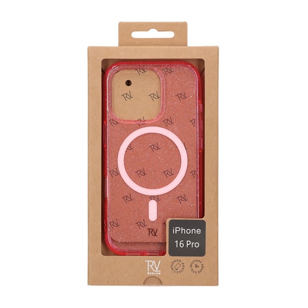 iPhone 16 Pro Rvelon Mobilskal TPU med MagSafe - Glitter Rosa Rosa