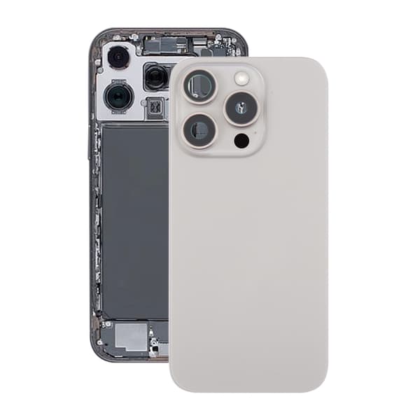 iPhone 16 Pro Max Baksida Glas Komplett OEM - Naturlig Titan grå