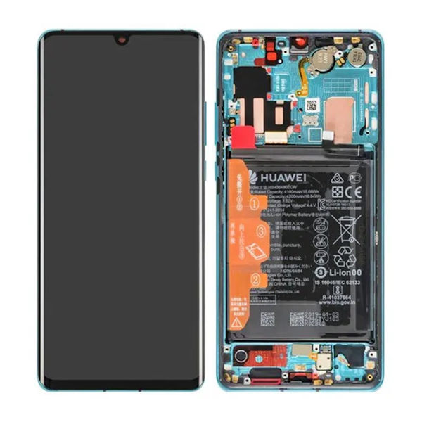 Huawei P30 Pro Skärm med LCD Display + Batteri Original - Crystal Silver