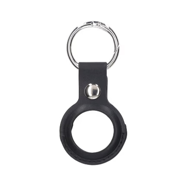 Airtag Fodral PU-Läder Nyckelring - Svart Black