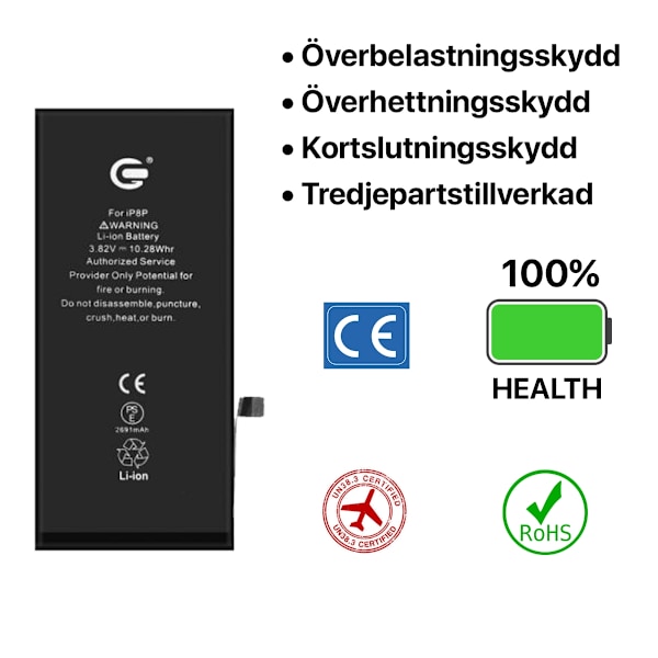 iPhone 8 Plus Batteri Kit Black