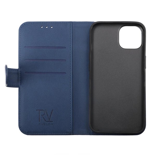 iPhone 14 Plånboksfodral Magnet Rvelon - Blå Marinblå