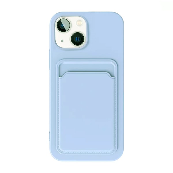 iPhone 15 Mobilskal Silikon med Korthållare - Lila Lila
