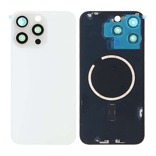 iPhone 15 Pro Max Baksida Glas med Magsafe Magnet - Vit Vit
