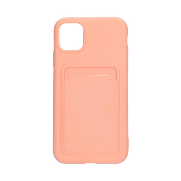 iPhone 11 Silikonskal med Korthållare - Rosa Pink