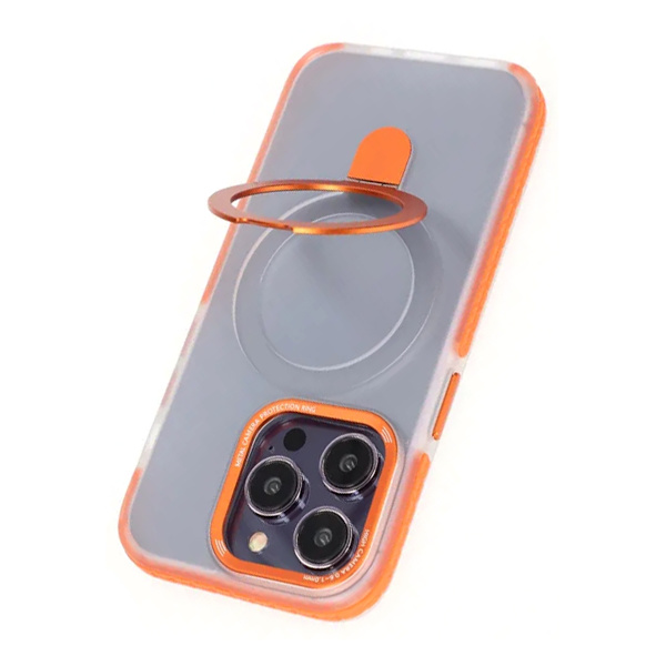 iPhone 15 Pro Mobilskal med Magsafe och Stativ - Orange Orange