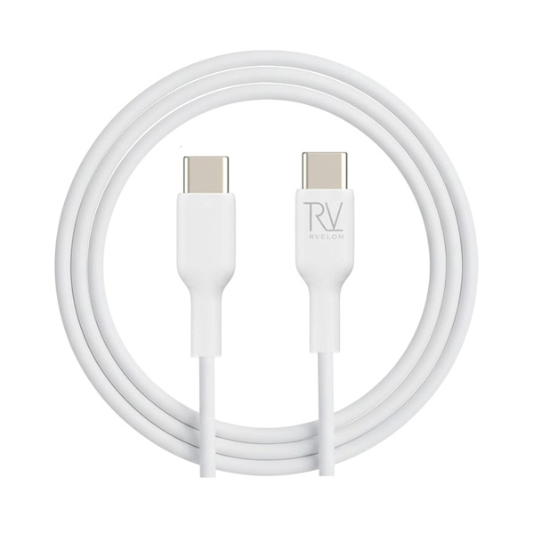 Rvelon USB-C till USB-C Kabel 2m - Vit Vit