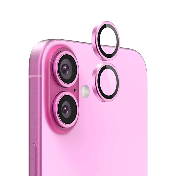 iPhone 16 /16 Plus Lins Kameraskydd - Röd Transparent