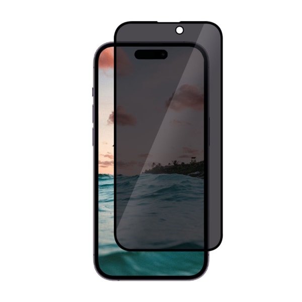 Skärmskydd iPhone 15 Pro Max - Privacy 3D Härdat Glas (miljö)