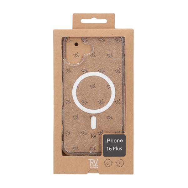 iPhone 16 Plus Rvelon Mobilskal TPU med MagSafe - Glitter Vit White