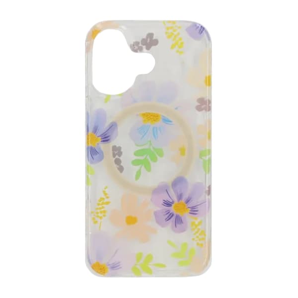 Mobilskal Magsafe med blommor för iPhone 17 - Lila/Gul keltainen