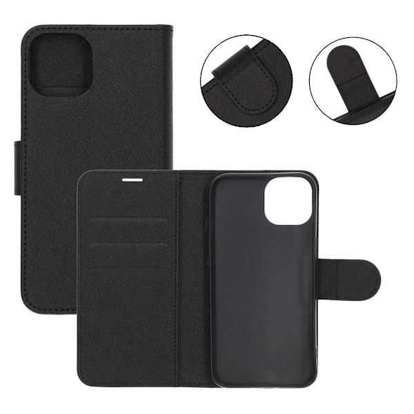 iPhone 14 Plånboksfodral med Stativ - Svart Black
