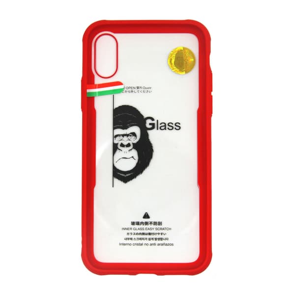 Skal Med Härdat Glas iPhone X/XS - Röd Röd