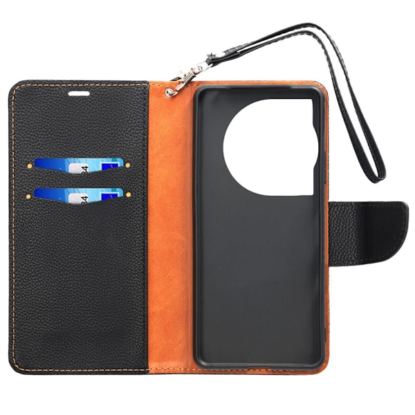 OnePlus 12 5G Plånboksfodral med Stativ - Svart/Brun Black