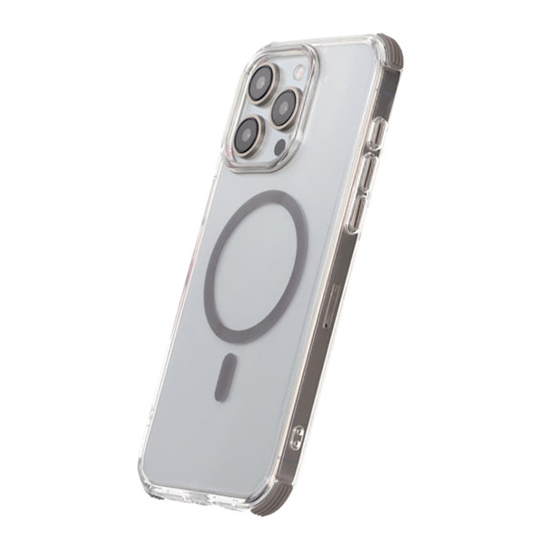 iPhone 15 Pro Max Rvelon Mobilskal Magnet med Kantskydd - Grå grå