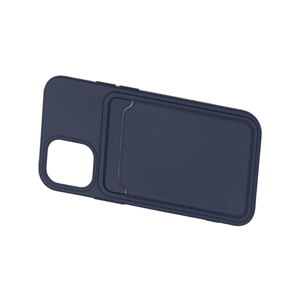 iPhone 12 Mini Silikonskal med Korthållare - Blå Blå