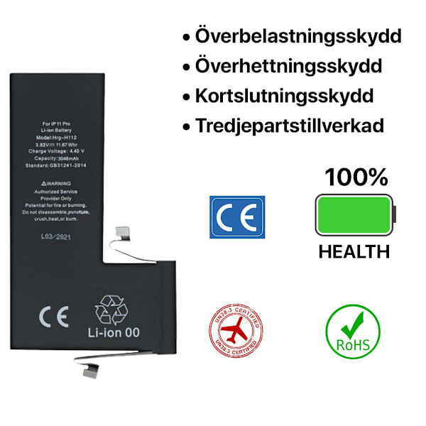 iPhone 11 Pro Batteri Hög Kvalité