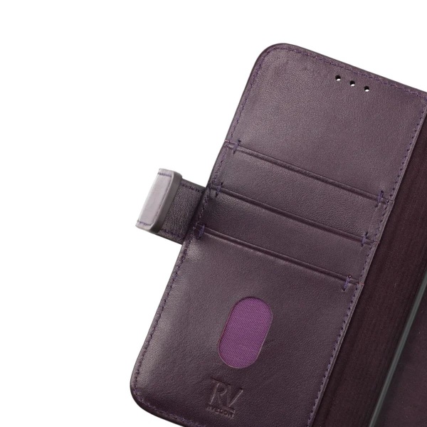 iPhone 14 Plånboksfodral Läder Rvelon - Lila Bordeaux