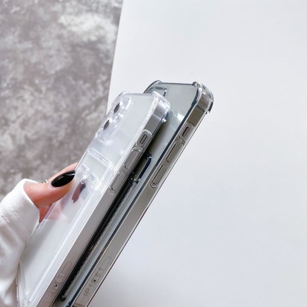 iPhone 12 Stöttåligt Skal med Korthållare - Grå grå