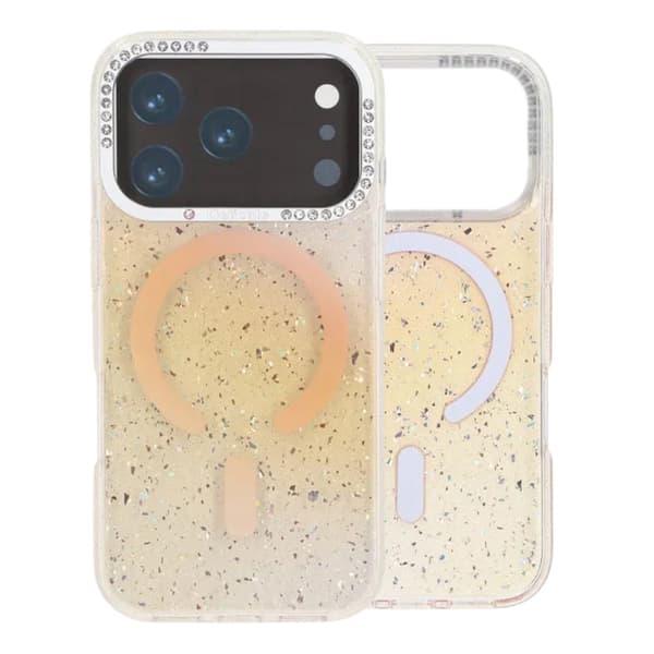 Glitter Skal MagSafe och Diamanter för iPhone 17 Pro - Guld guld