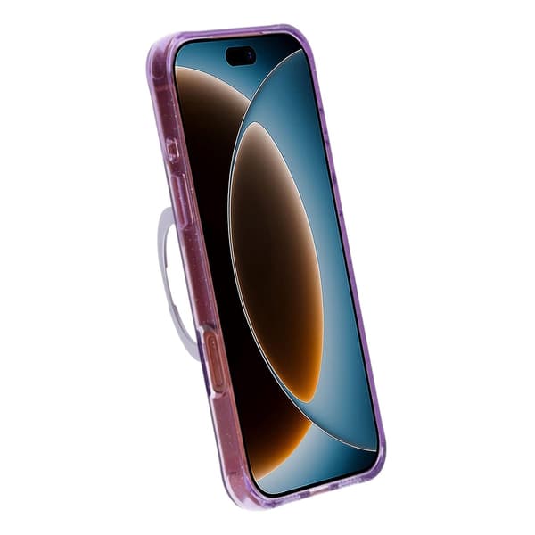 Glitrende MagSafe-cover til iPhone 17 Pro Max og 18 Pro Max med roterende stativ - Lyslilla lilla