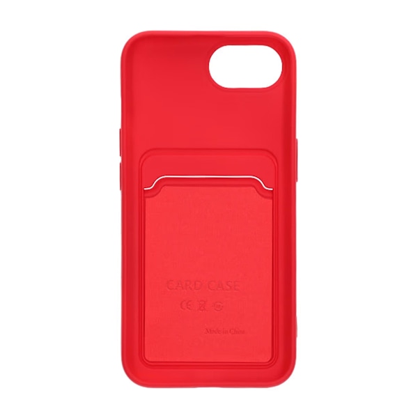 iPhone 16e Mobilskal Silikon med Korthållare - Röd Red