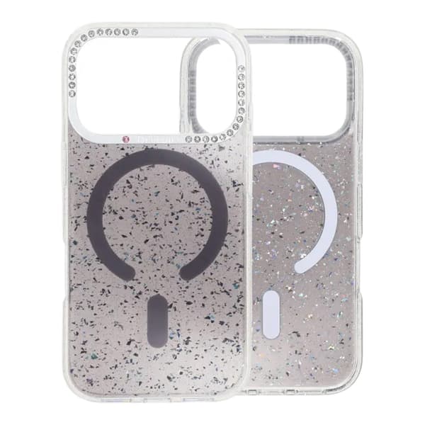 Glitter Skal MagSafe och Diamanter för iPhone 17 Pro Max - Svart sort